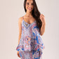 Becca Printed Peplum Cami In Blue Mix