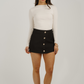 Kate Button Front Skort In Black