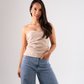 Erica Draped Strapless Top In Neutral