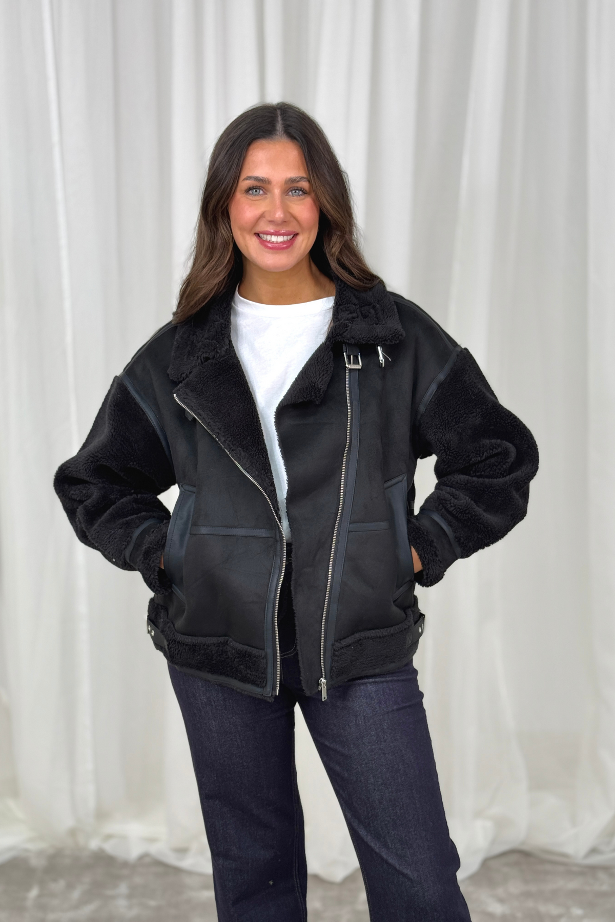 Lottie Aviator Jacket In Black