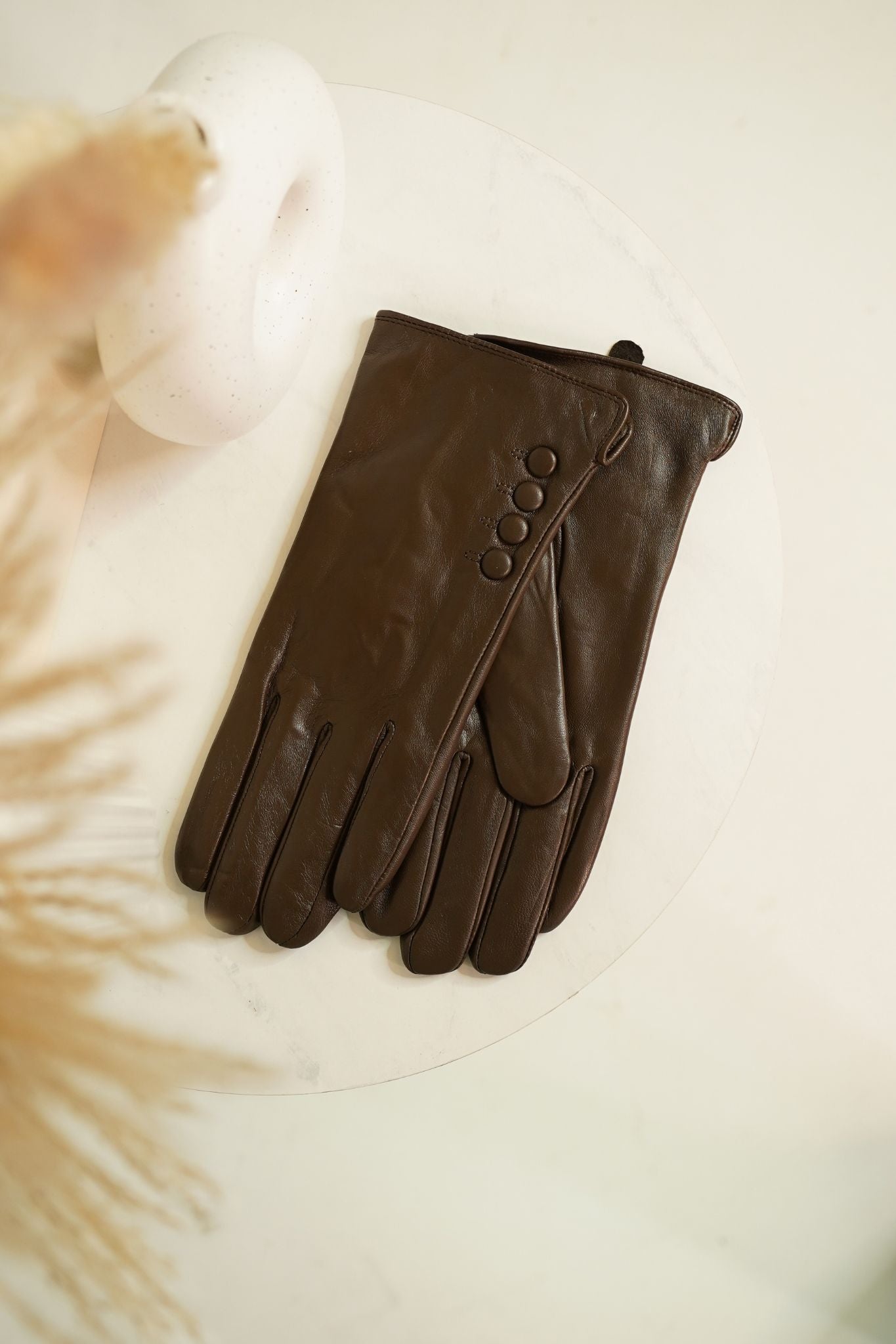 Polly Leather Gloves In Brown