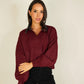 Kendra Contrast Collar Jumper In Bordeaux