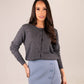 Elsa Round Neck Cardigan In Dark Grey