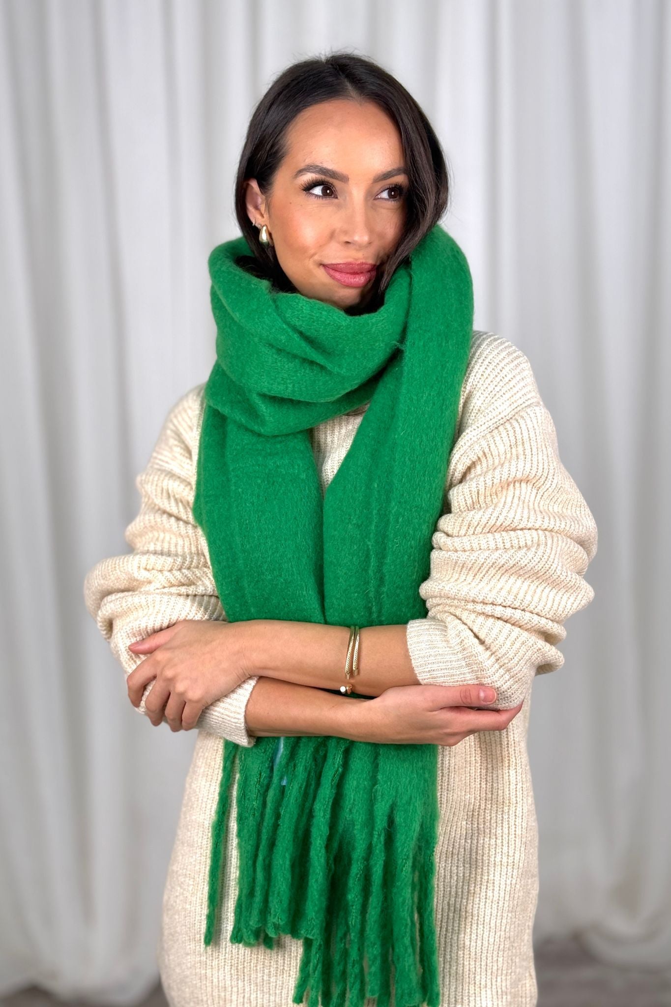 Frankie Tassel Scarf In Green