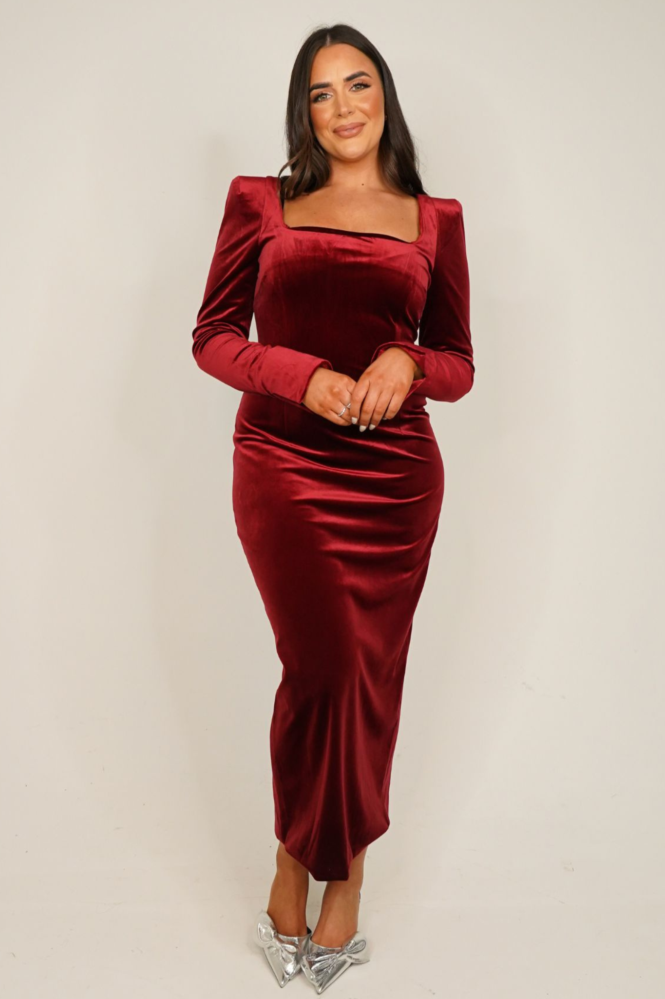 Love Laura Velvet Dress In Mulled Wine