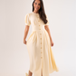 Eva Pleated Shirt Dress In Cream