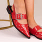 Sadie Pointed Toe Studded Flats In Red