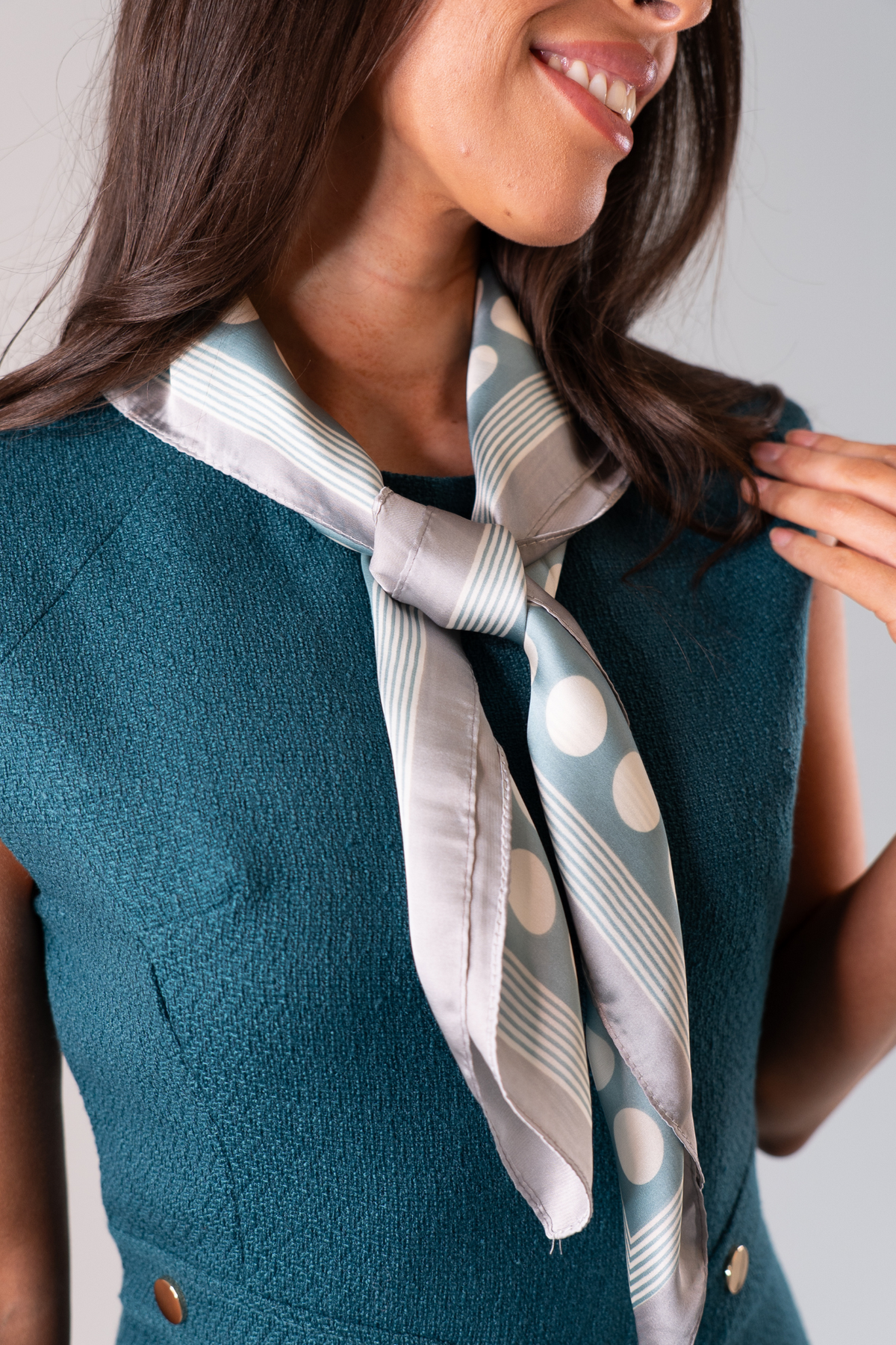 Polly Spotted Neck Scarf In Light Blue