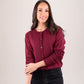 Elsa Round Neck Cardigan In Bordeaux