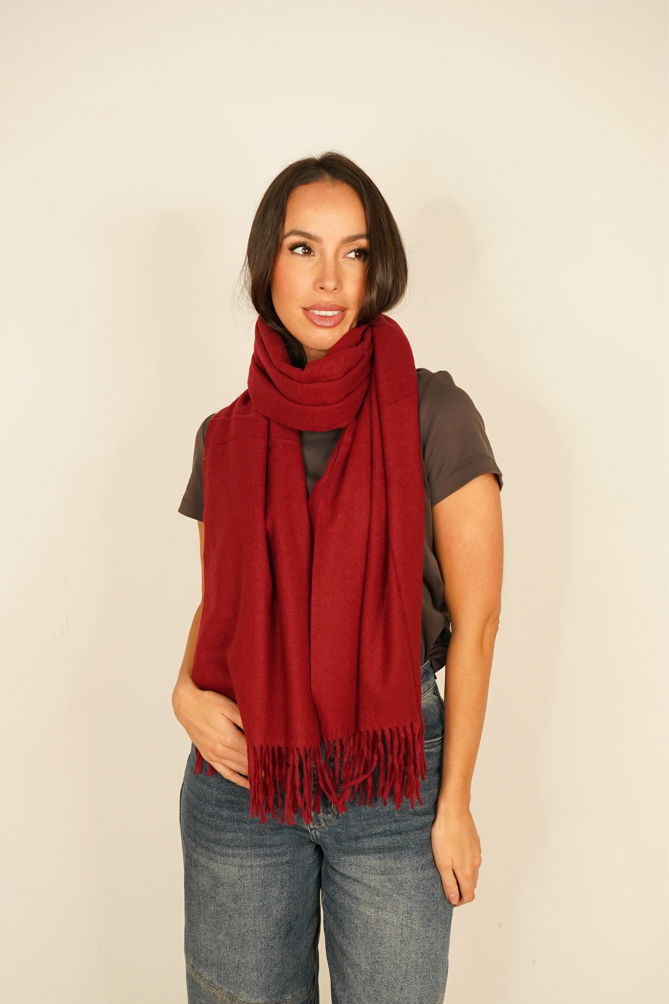 Polly Luxe Scarf In Burgundy