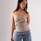 Erica Draped Strapless Top In Taupe