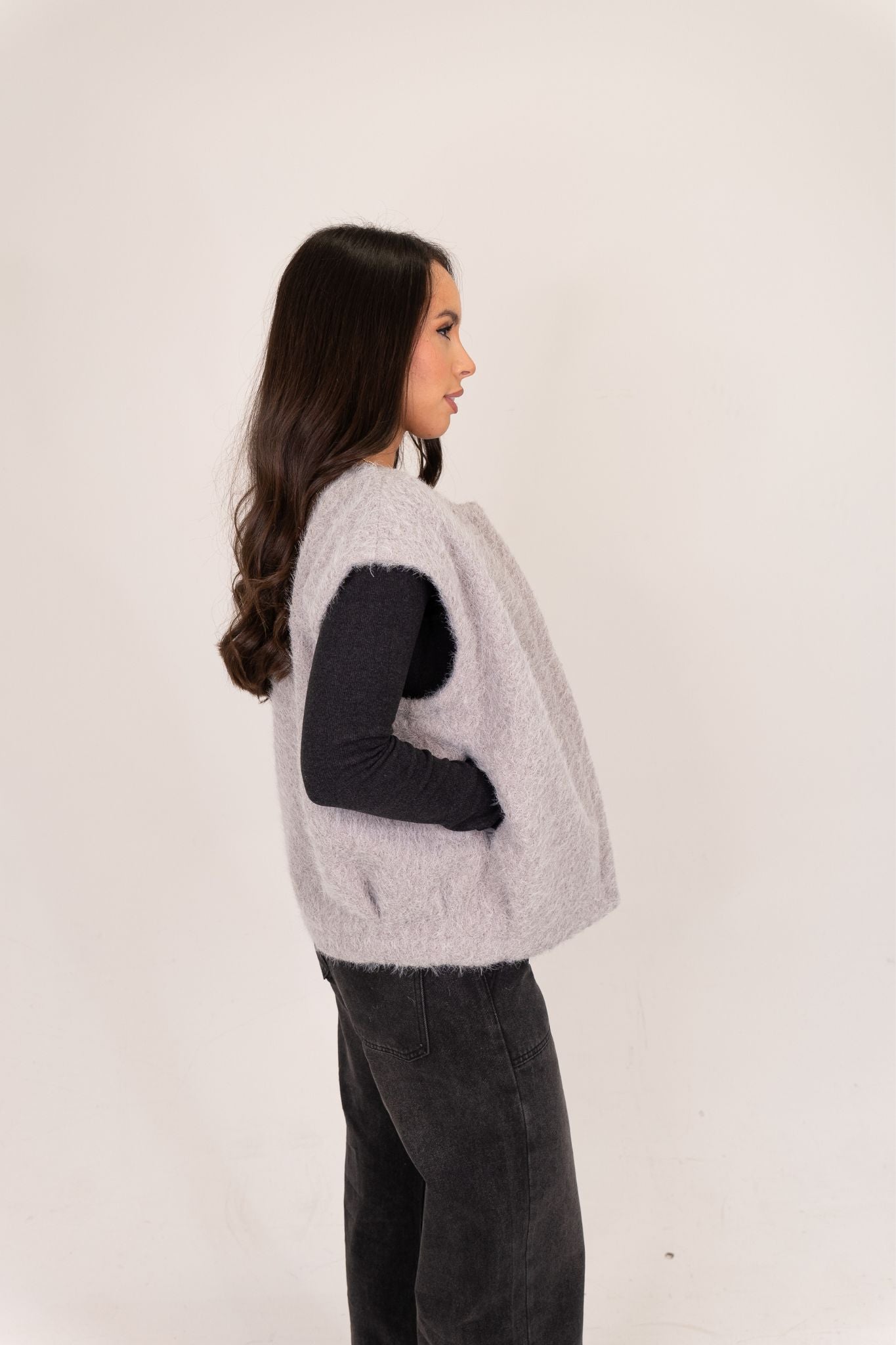 Kendra Textured Waistcoat In Grey