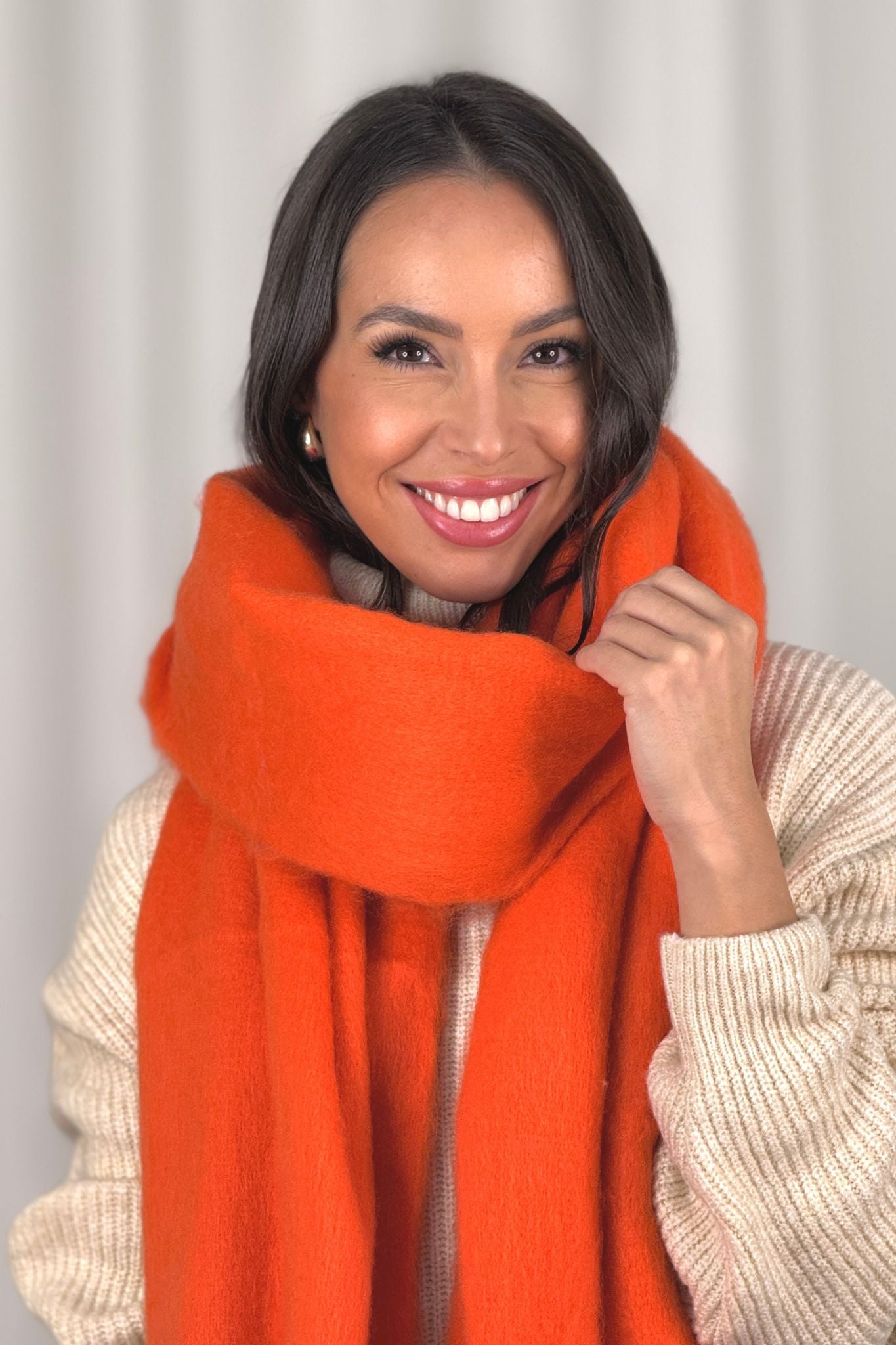 Frankie Tassel Scarf In Orange