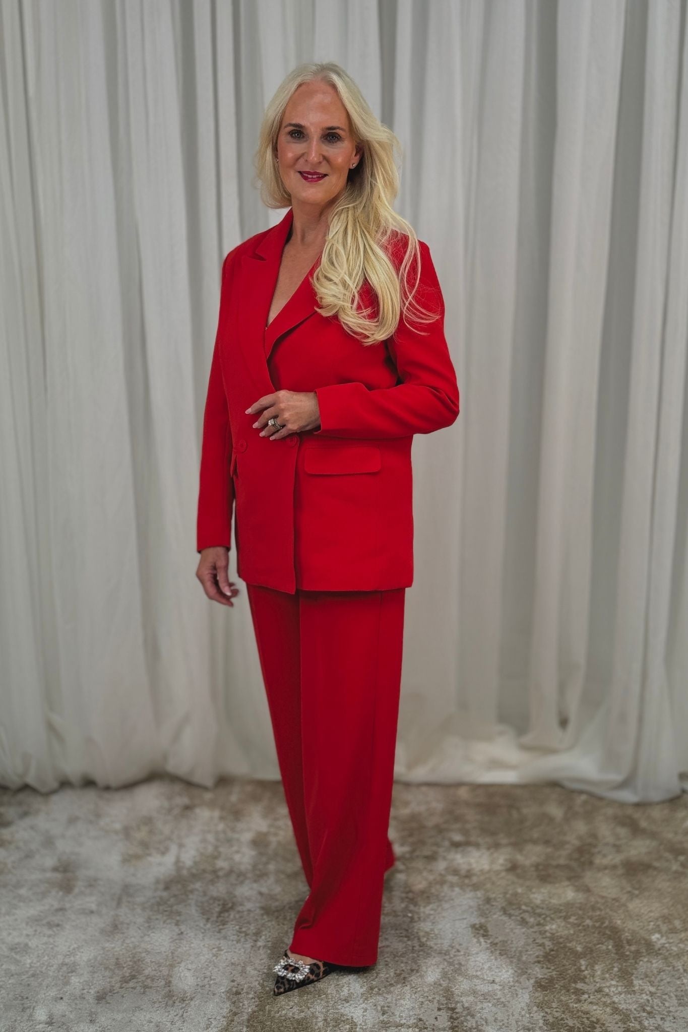 Maria Belted Trousers In Red