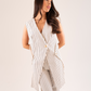 Kayla Asymmetric Pinstripe Waistcoat In Cream