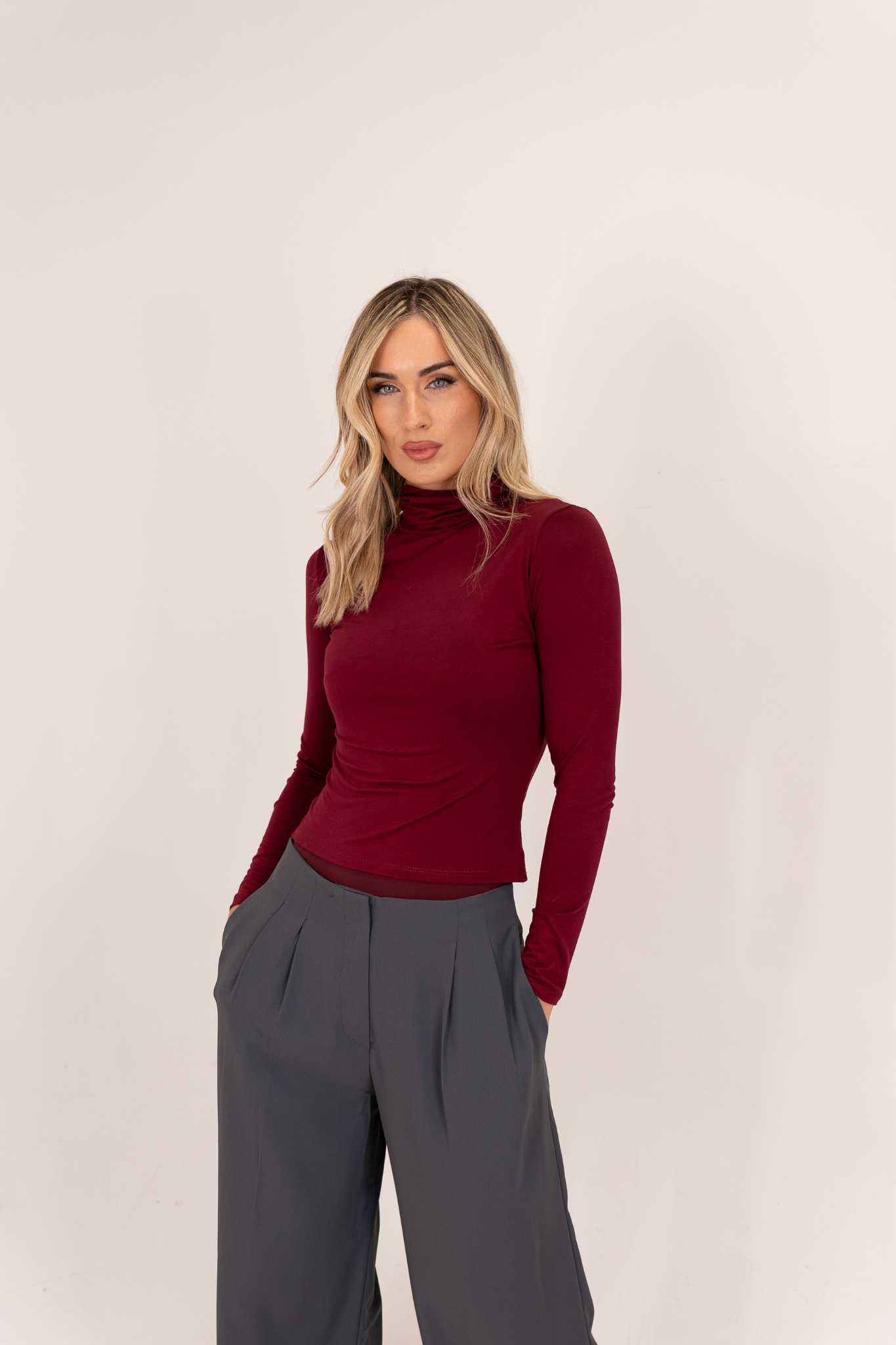 Erica Turtleneck Top In Bordeaux