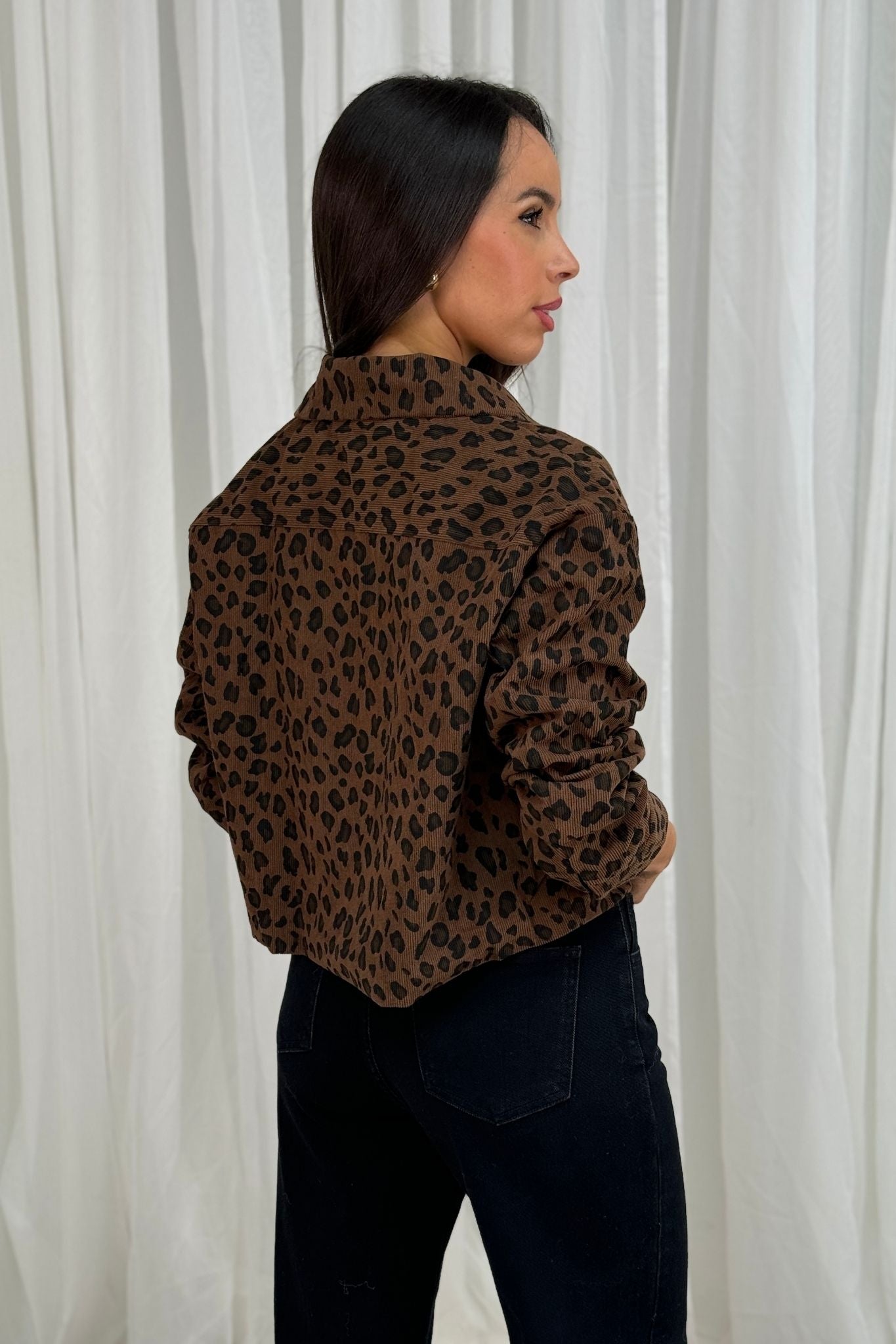 Lila Crop Jacket In Leopard Print