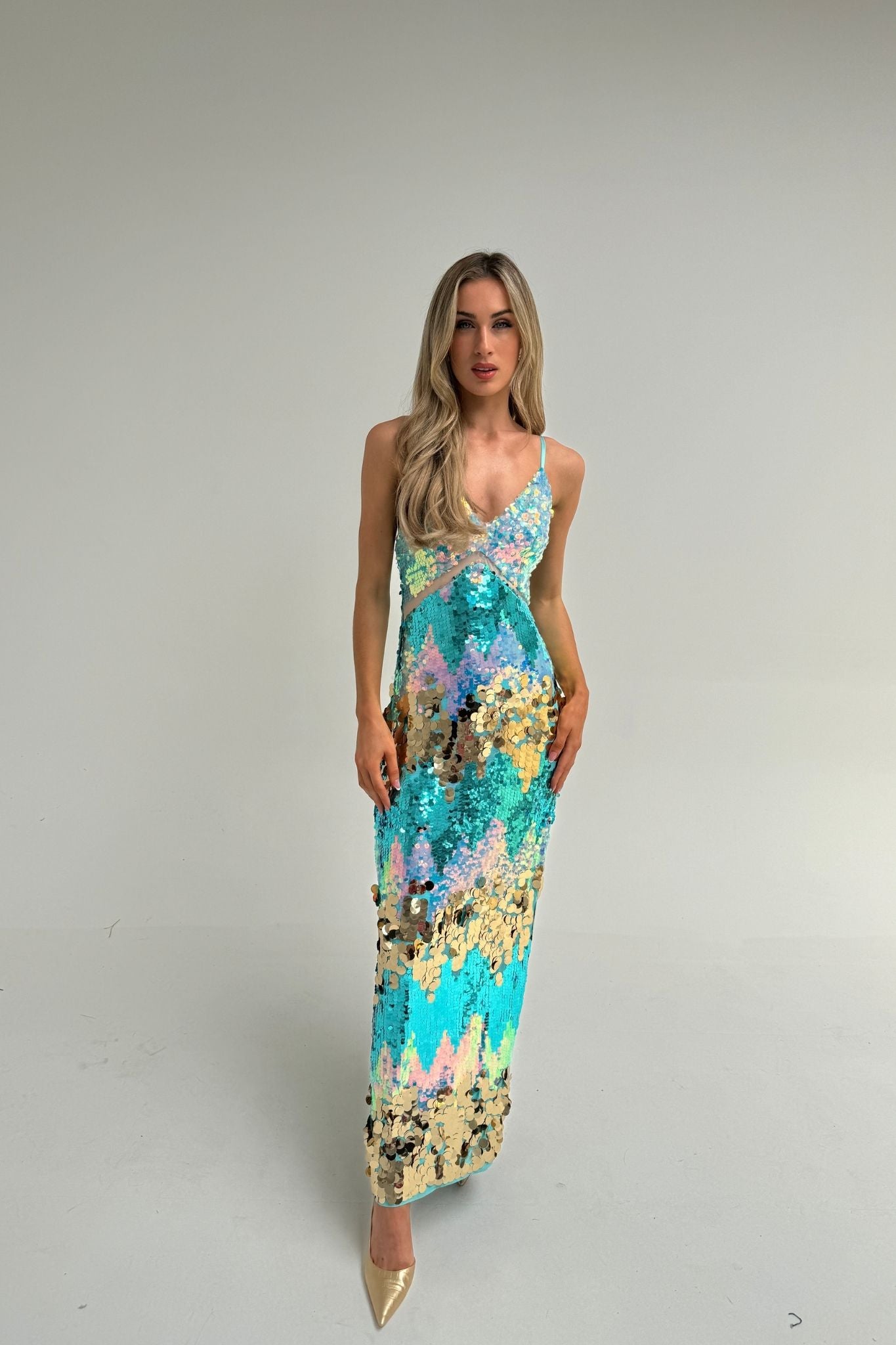 Holly Embellished Maxi Dress In Multi