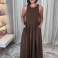 Maddie Sleeveless Dress In Chocolate
