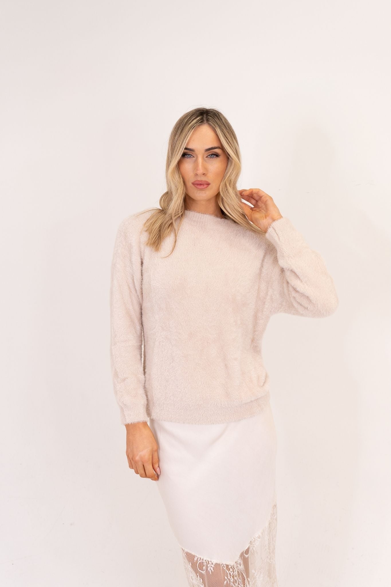 Leah Textured Jumper In Neutral