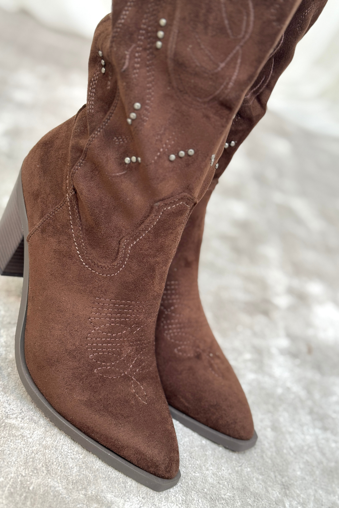 Kelly Embellished Western Boot In Chocolate