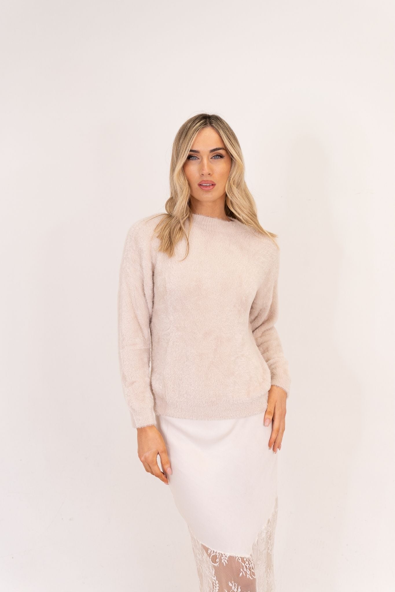 Leah Textured Jumper In Neutral