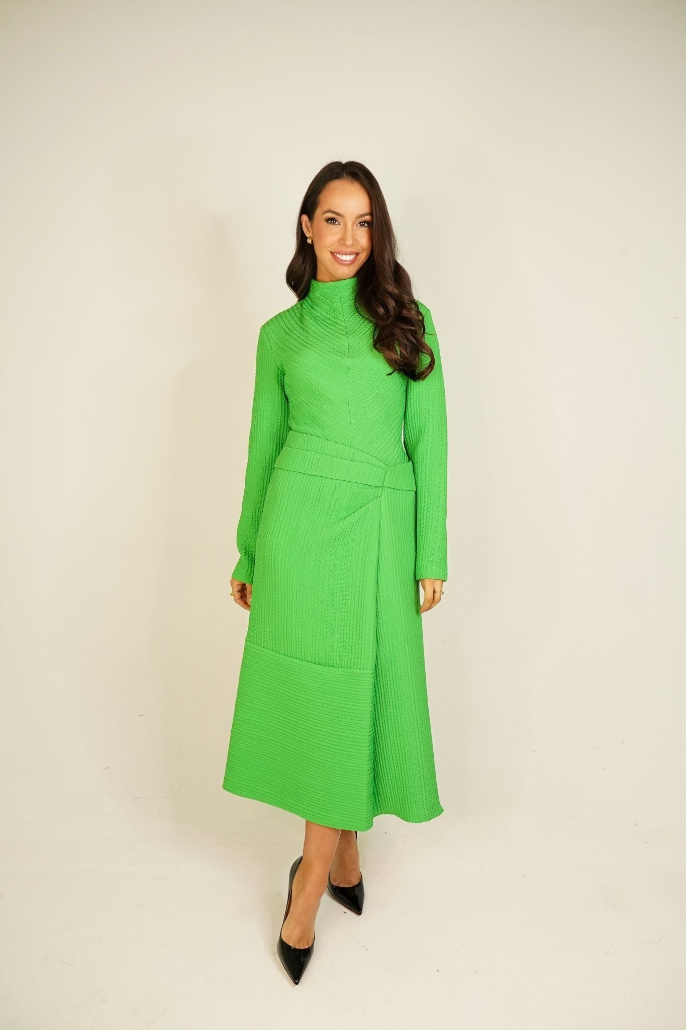 Kayla Textured Dress In Green