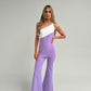 Faye One Shoulder Jumpsuit In Lilac Mix