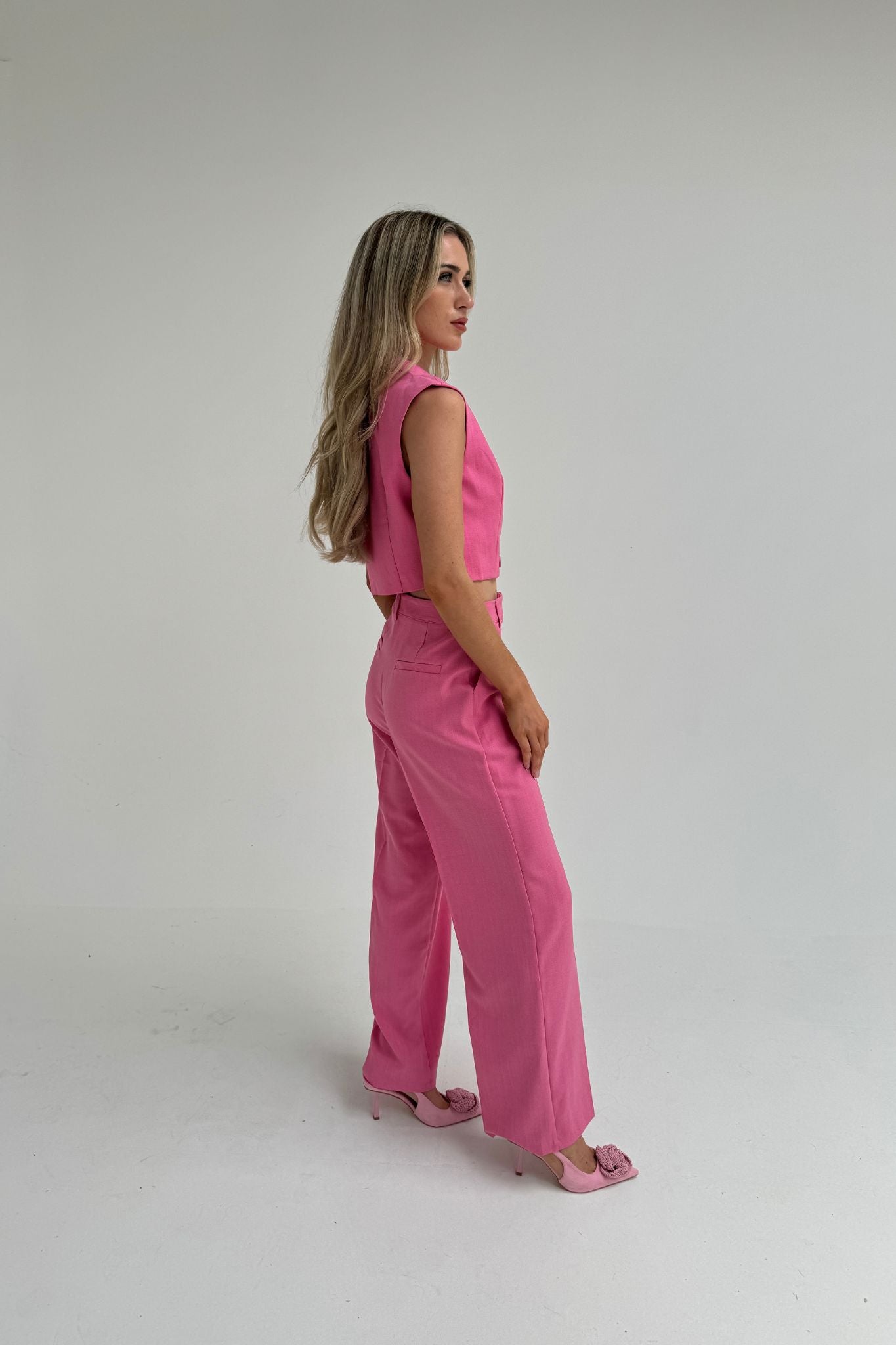 Maria High Waist Trouser In Pink