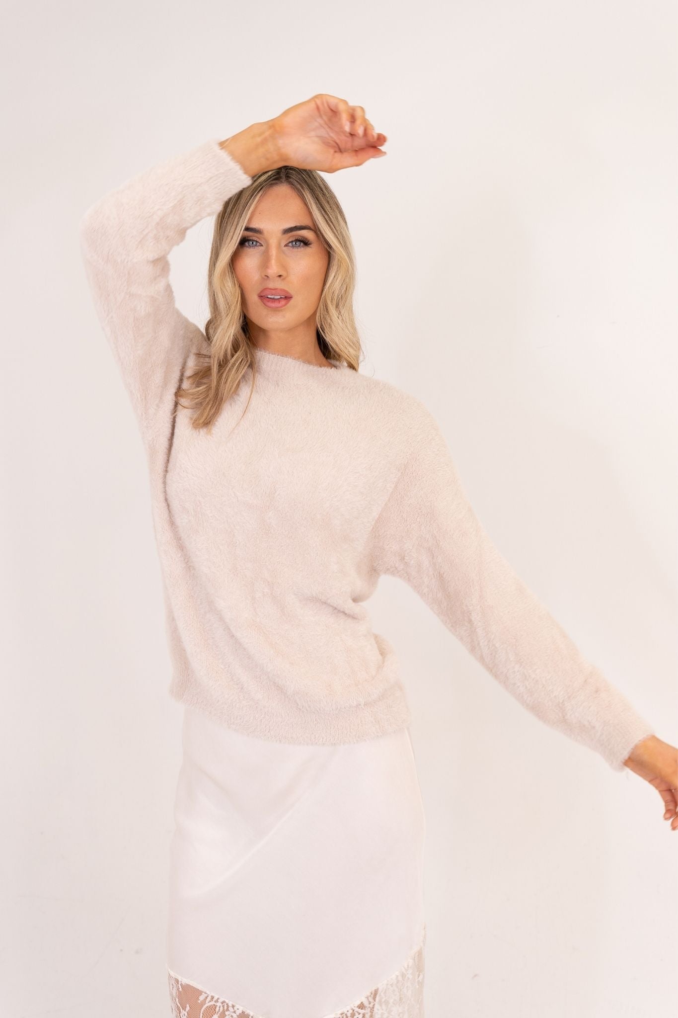 Leah Textured Jumper In Neutral