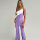 Faye One Shoulder Jumpsuit In Lilac Mix