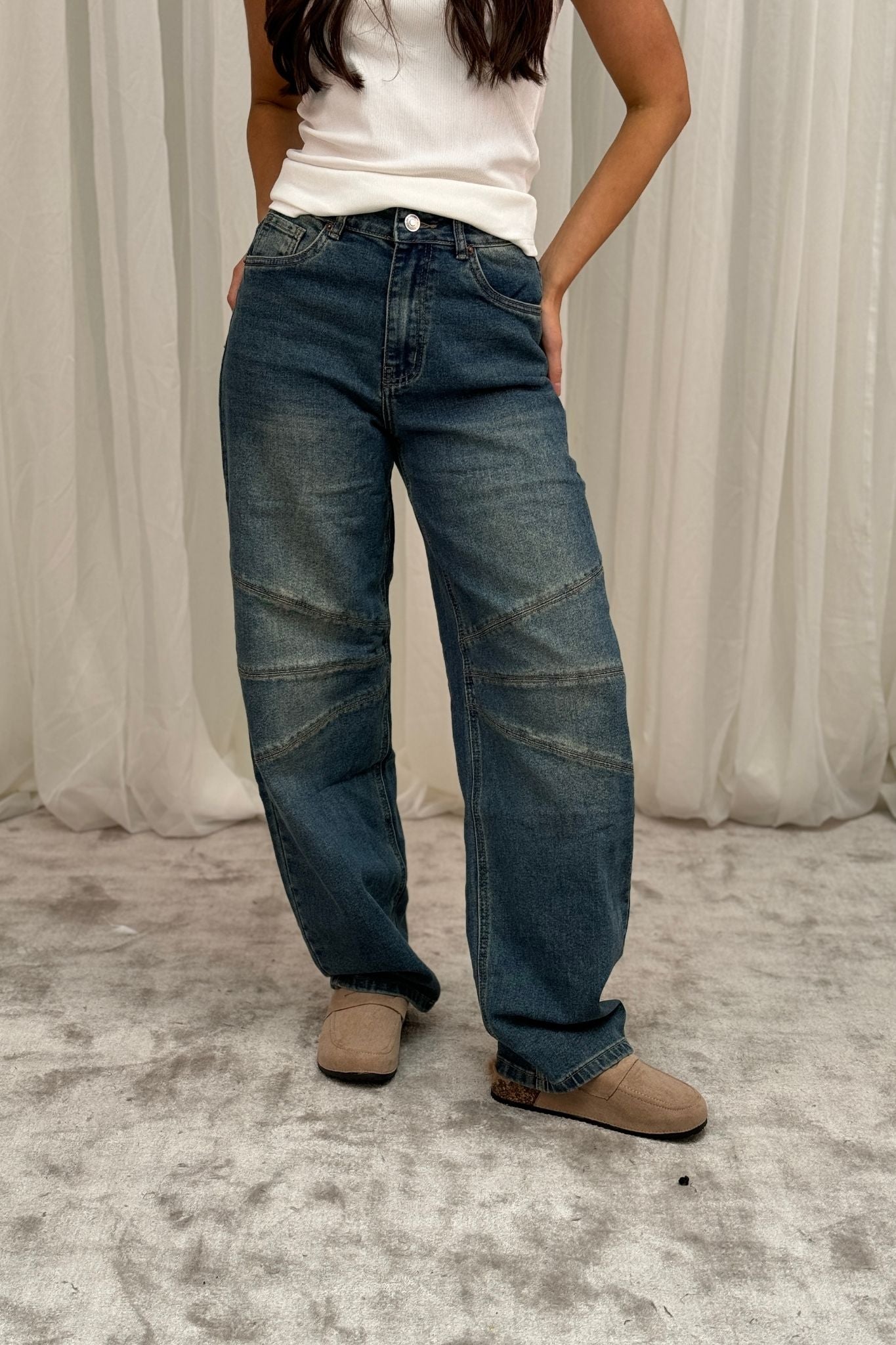 Freya Barrell Leg Jeans in Washed Denim