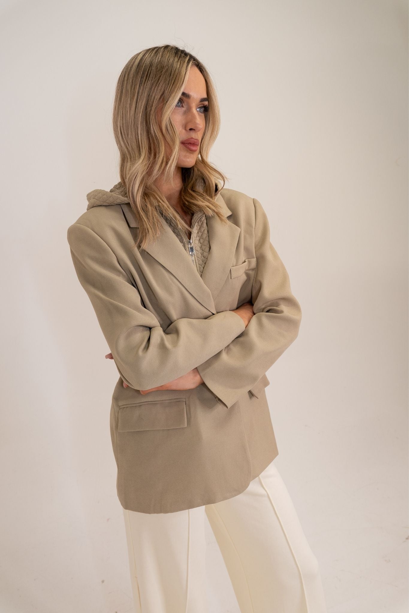 Millie Layered Blazer In Neutral