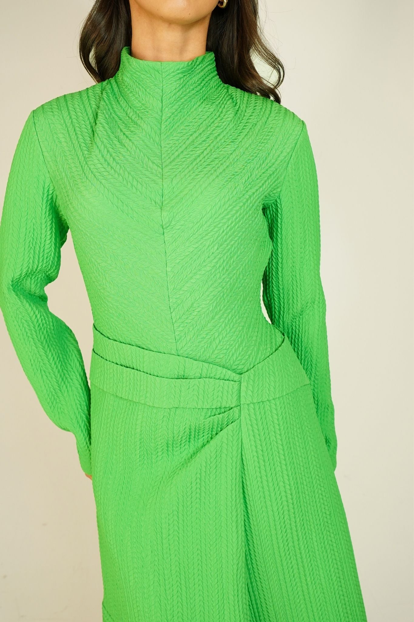 Kayla Textured Dress In Green