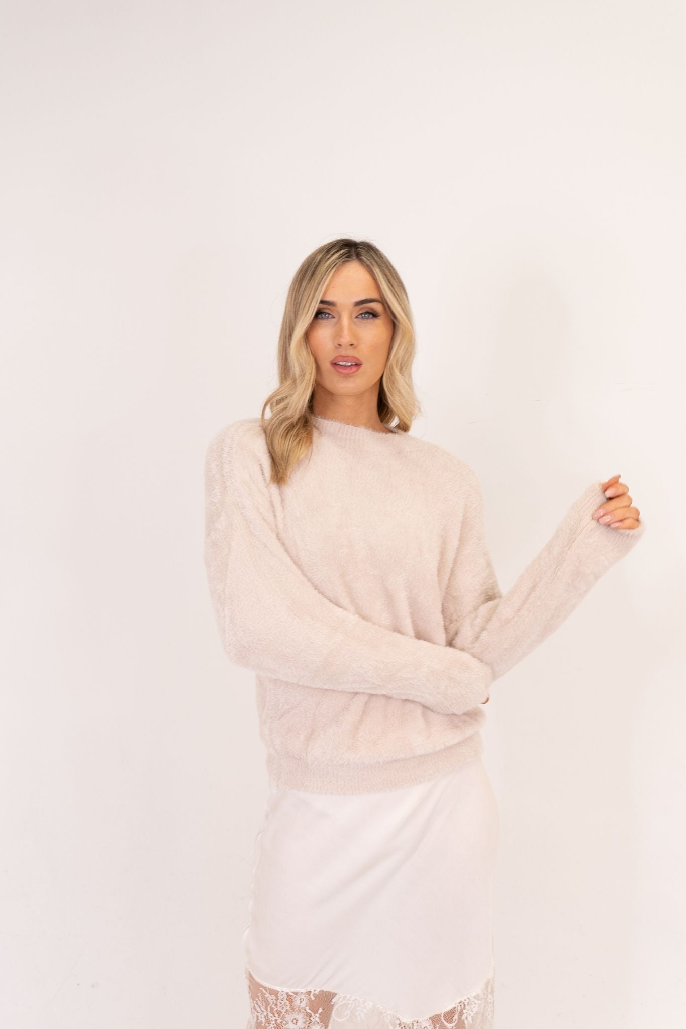 Leah Textured Jumper In Neutral