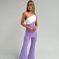 Faye One Shoulder Jumpsuit In Lilac Mix