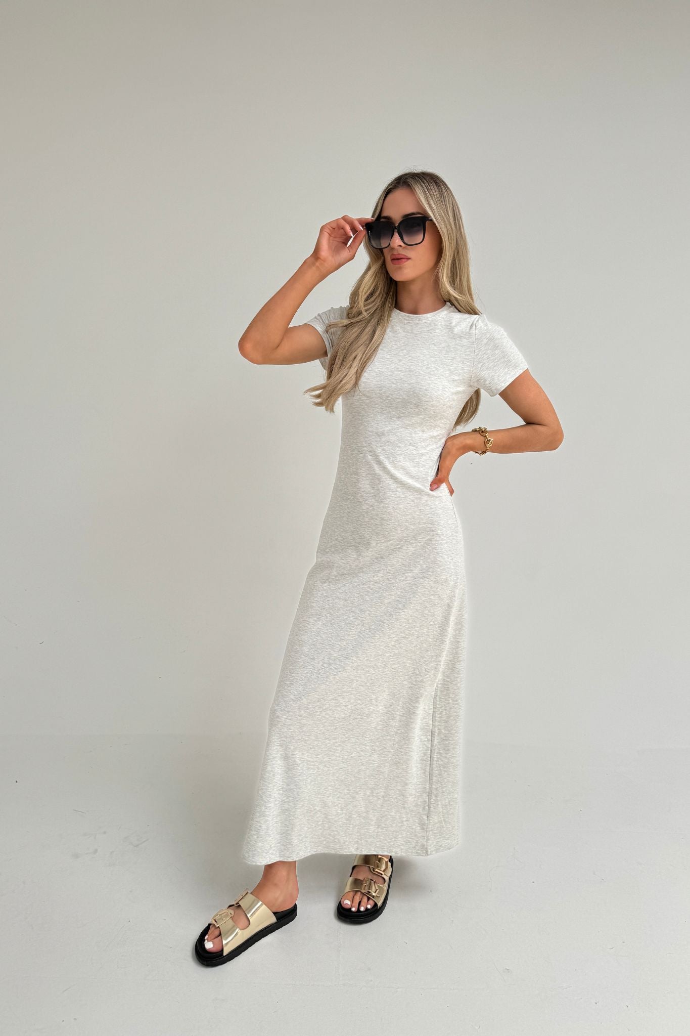 Holly T-Shirt Maxi Dress In Grey