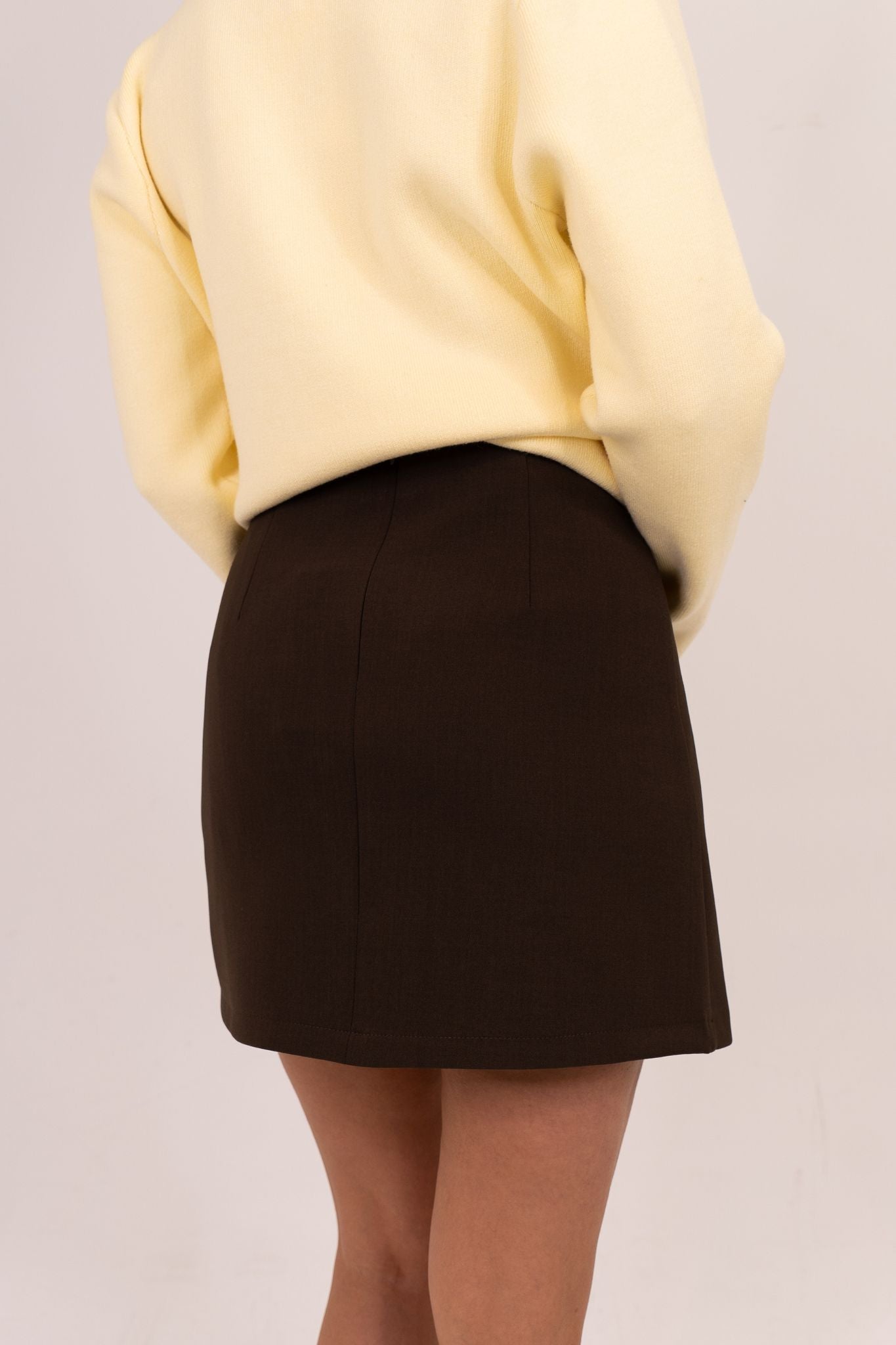 Kiera Asymmetric Button Skirt In Chocolate