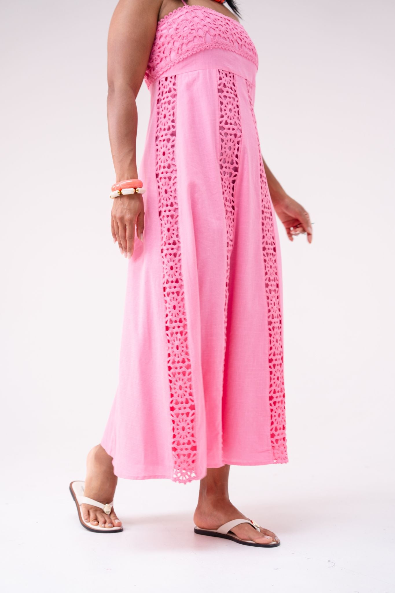 Love Laura Crochet Maxi Dress In Pink