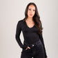Kate V-Neck Bodysuit In Black