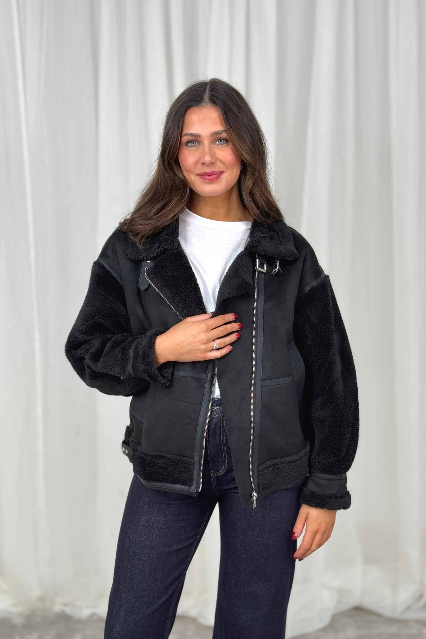 Lottie Aviator Jacket In Black