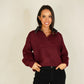 Kendra Contrast Collar Jumper In Bordeaux