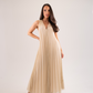 Kayla Pleated Overlay Dress In Neutral