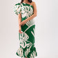 Marissa Printed One Shoulder Dress In Green