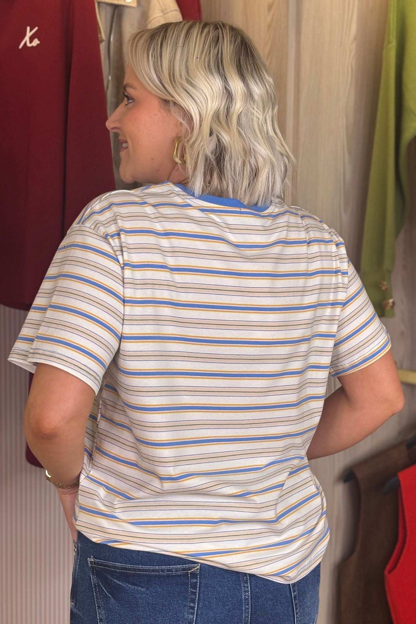 Daisy Stripe T-Shirt In Blue Mix