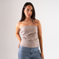 Erica Draped Strapless Top In Taupe