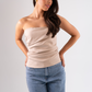 Erica Draped Strapless Top In Neutral