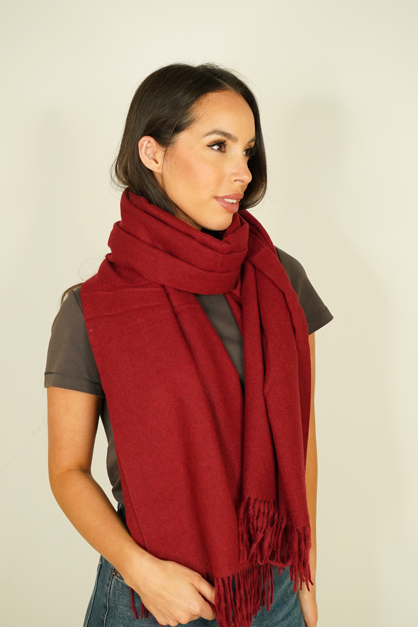 Polly Luxe Scarf In Burgundy