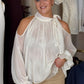 Iris Cold Shoulder Drape Top In Cream