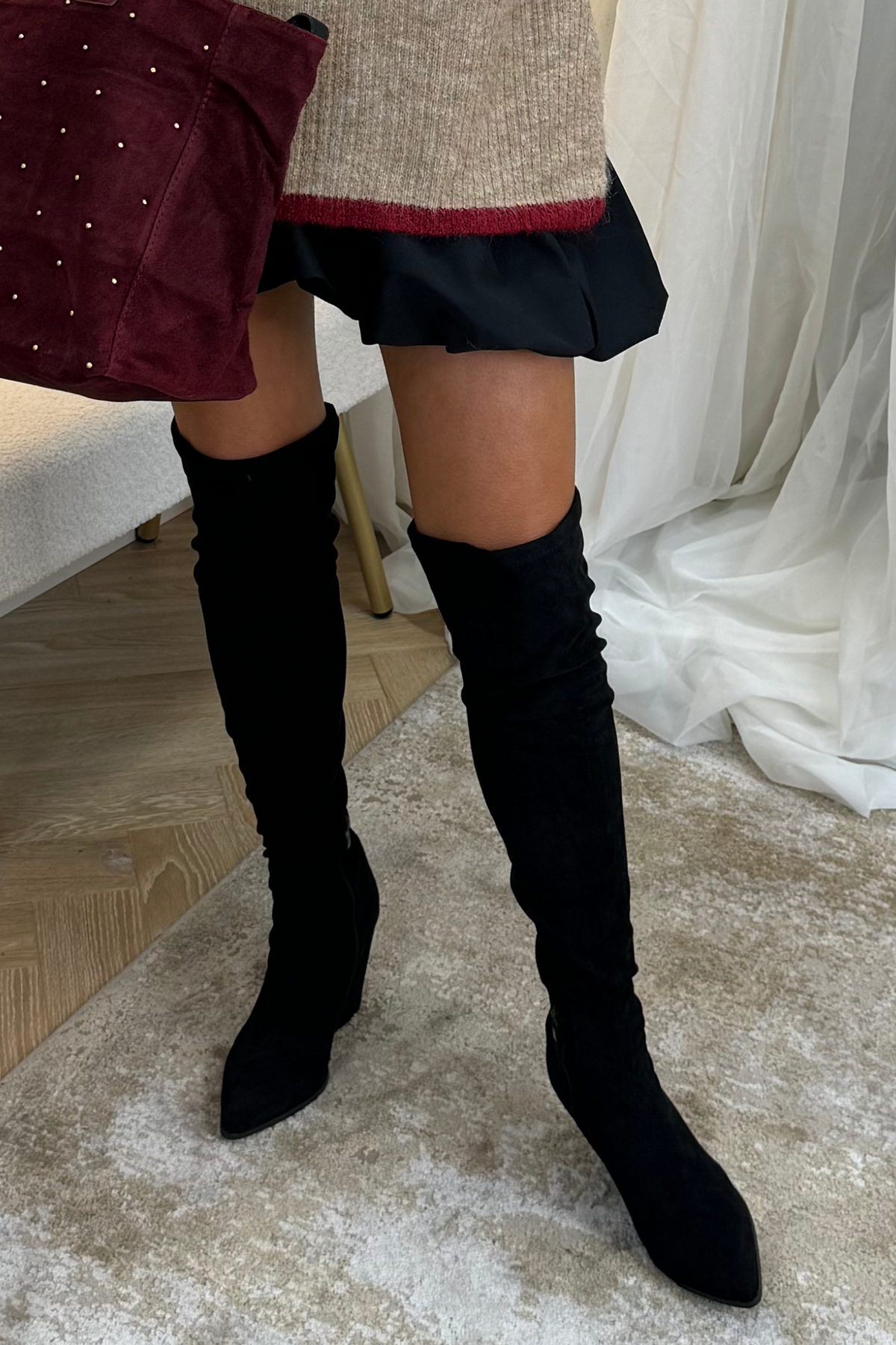 Izzy Over Knee Boots In Black